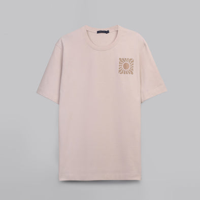 Short-Sleeved Patterned T-Shirt -LIGHT BEIGE - Dockland