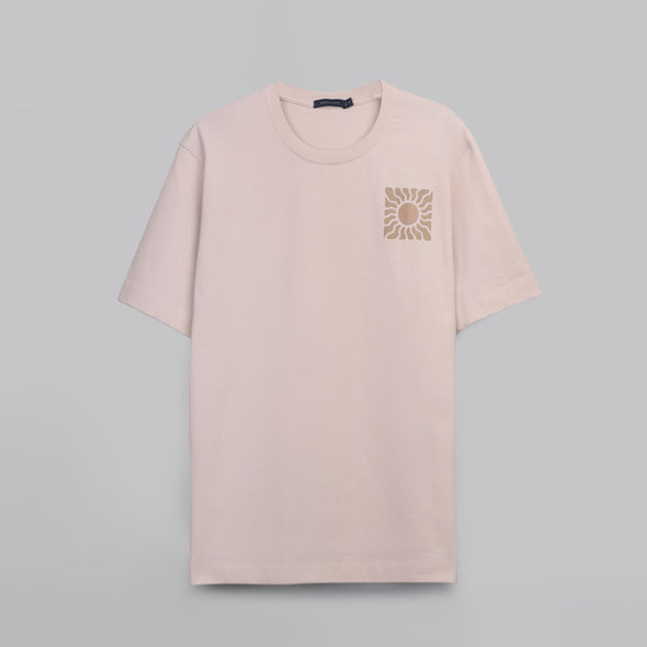 Short-Sleeved Patterned T-Shirt -LIGHT BEIGE - Dockland