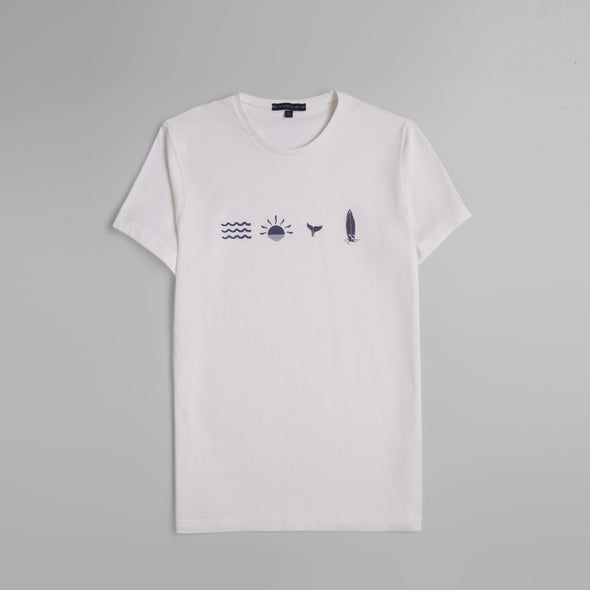 Short-Sleeved Patterned T-Shirt -OFF WHITE - Dockland