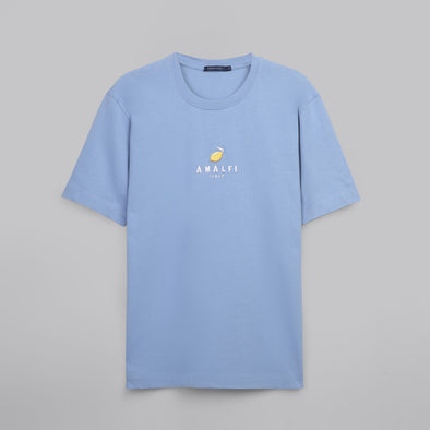 EMBROIDERED ROUND NECK T-SHIRT - LIGHT BLUE- Dockland