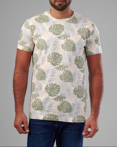 SHORT SLEEVE T-SHIRT WITH AN ALL-OVER PRINT - OFF WHITE - Dockland
