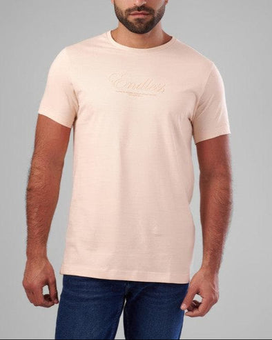 RUBBER-PRINTED ROUND NECK T-SHIRT - ROSE - Dockland