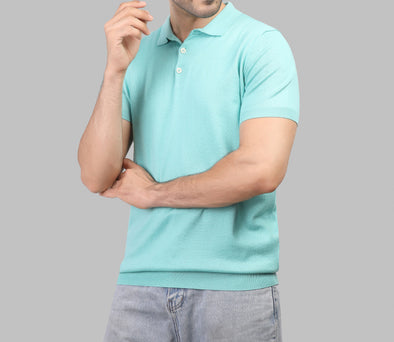 KNIT POLO SHIRT  - AQUA - Dockland