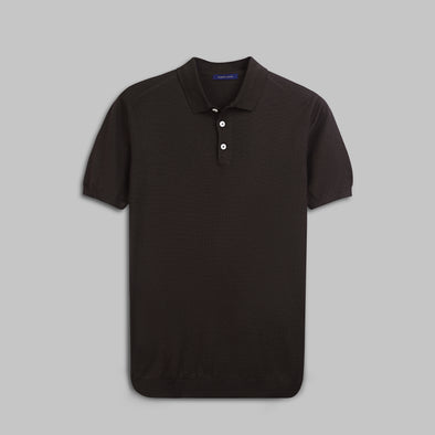 KNIT POLO SHIRT  - BROWN