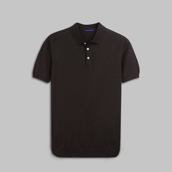 KNIT POLO SHIRT  - BROWN