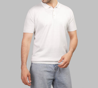 KNIT POLO SHIRT  - OFF WHITE - Dockland