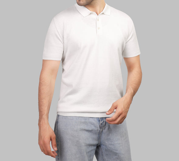KNIT POLO SHIRT  - OFF WHITE - Dockland