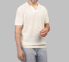 TEXTURED KNIT POLO SHIRT  - OFF WHITE - Dockland