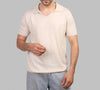 TEXTURED V-NECK POLO - BEIGE - Dockland