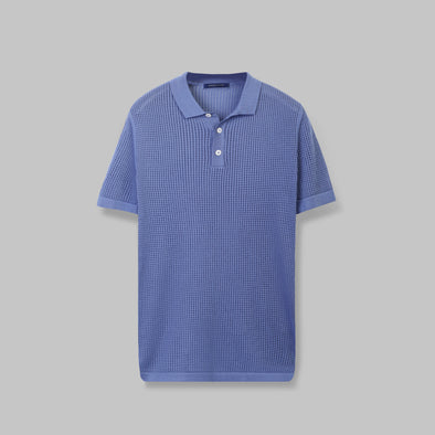 TEXTURE KNITTED POLO - STEEL - Dockland