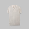 RIBBED KNIT POLO SHIRT- LIGHT BEIGE - Dockland