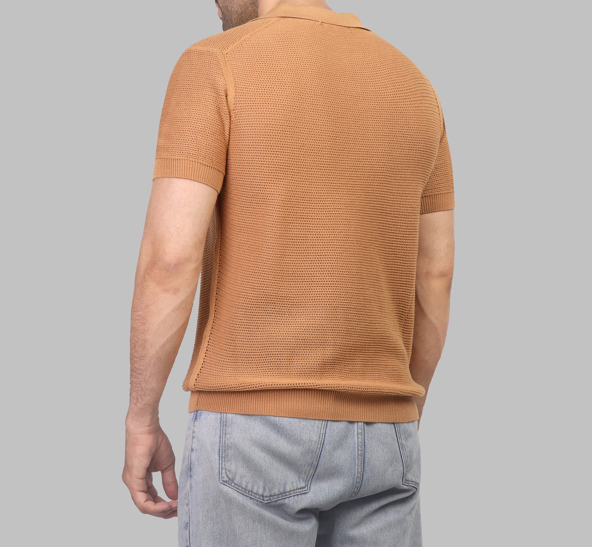 TEXTURED POLO SHIRT - CAMEL - Dockland