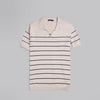 V-Neck Striped Knit Polo - BEIGE - Dockland
