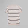 V-Neck Striped Knit Polo - BEIGE - Dockland