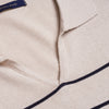 V-Neck Striped Knit Polo - BEIGE - Dockland