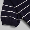 V-Neck Striped Knit Polo - NAVY - Dockland