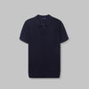 RIBBED KNIT POLO SHIRT- NAVY - Dockland