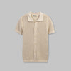 KNIT POLO CARDIGAN - BEIGE - Available in store - Dockland