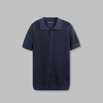 KNIT POLO CARDIGAN - NAVY - Available in store - Dockland