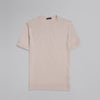 Ribbed Knit Round Neck T-shirt - BEIGE - Dockland