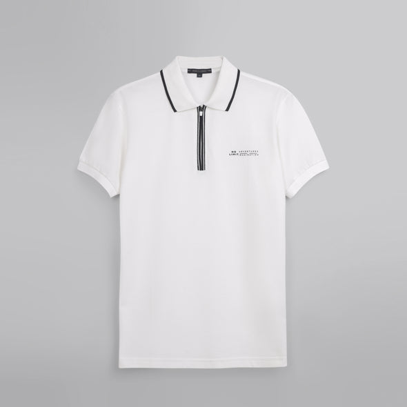 ZIPPED POLO SHIRT - OFF WHITE- Available in store - Dockland