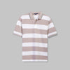 Classic Striped Polo with Tipped Collar  - CAFE - Dockland