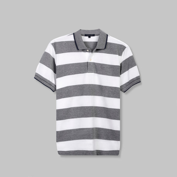 Classic Striped Polo with Tipped Collar  - CHINEE