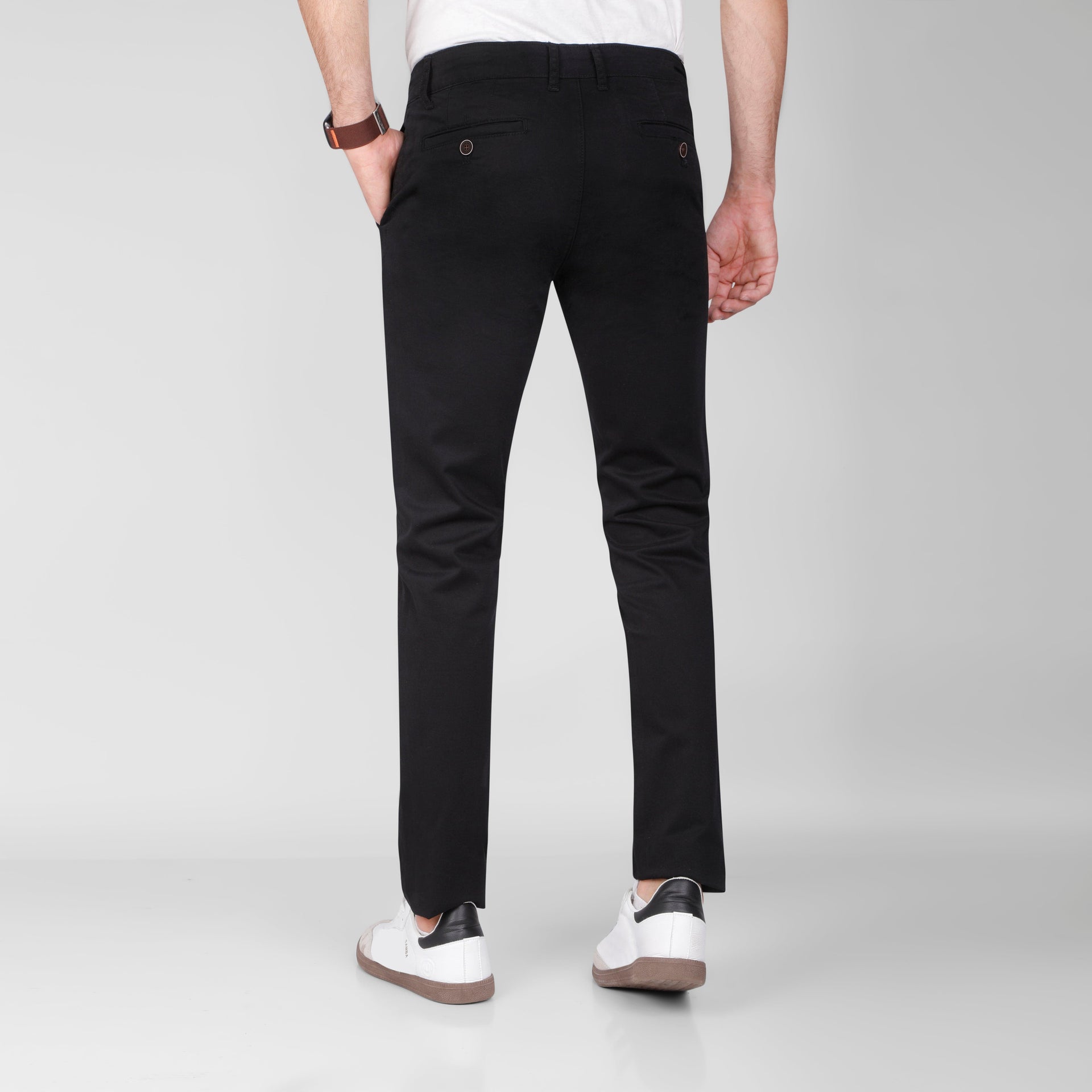 SLIM FIT CHINO TROUSERS  - BLACK - Dockland