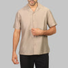 CAMP COLLAR SHORT-SLEEVE SHIRT  - CAFÉ - Dockland