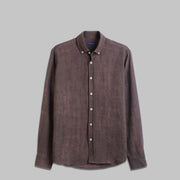 LIGHTWEIGHT POLYESTER LONG-SLEEVE SHIRT - BROWN - Dockland