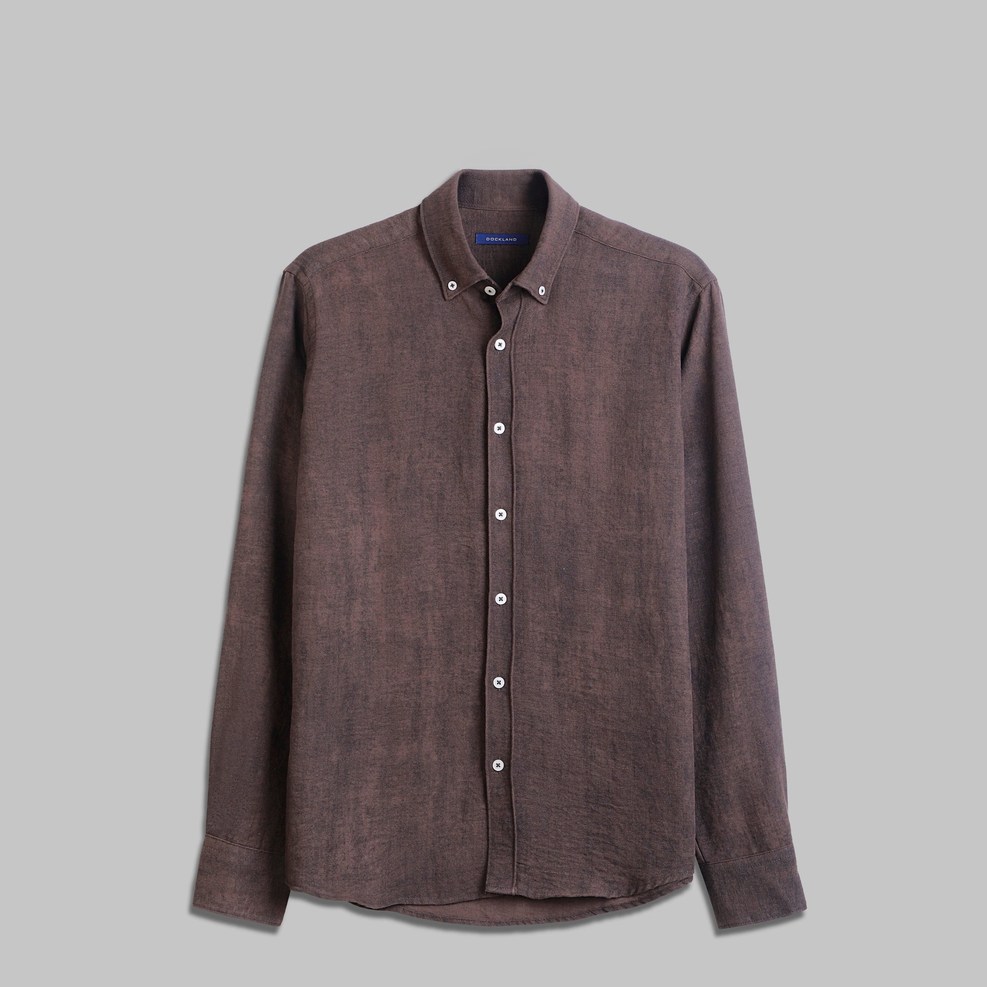 LIGHTWEIGHT POLYESTER LONG-SLEEVE SHIRT - BROWN - Dockland