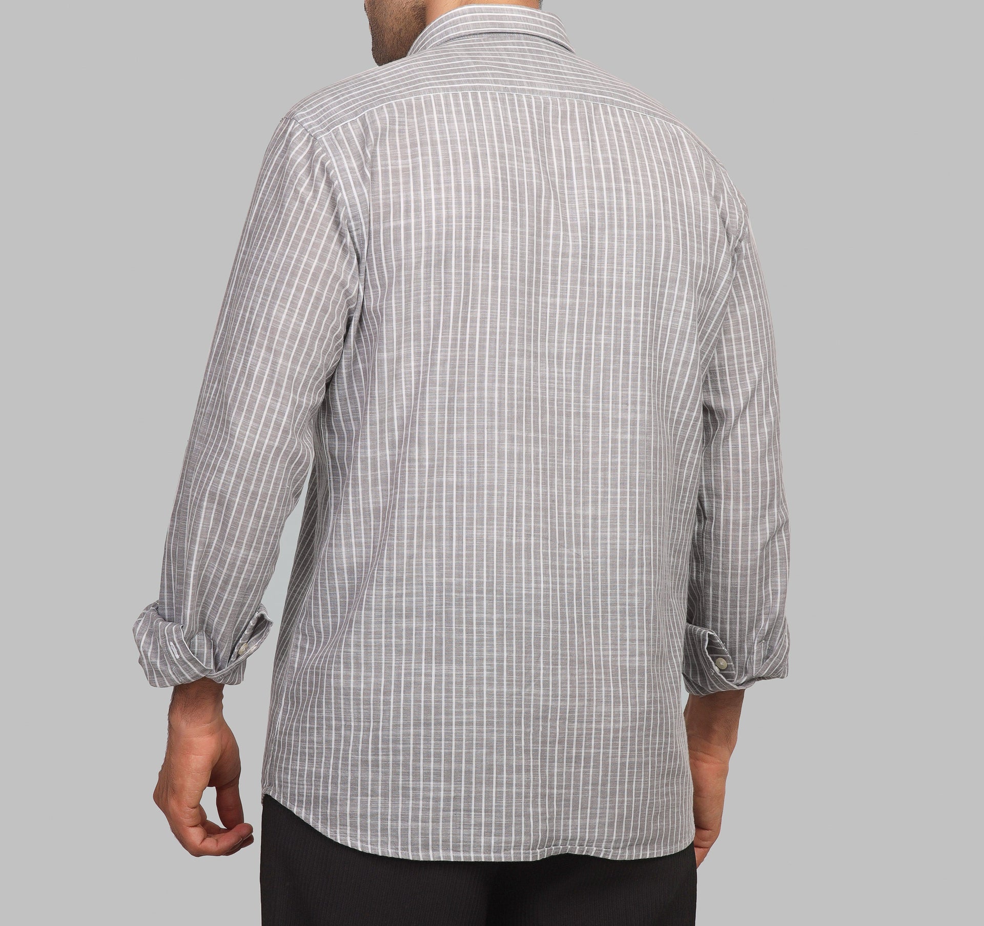 LONG SLEEVE STRIPED SHIRT- GREY - Dockland