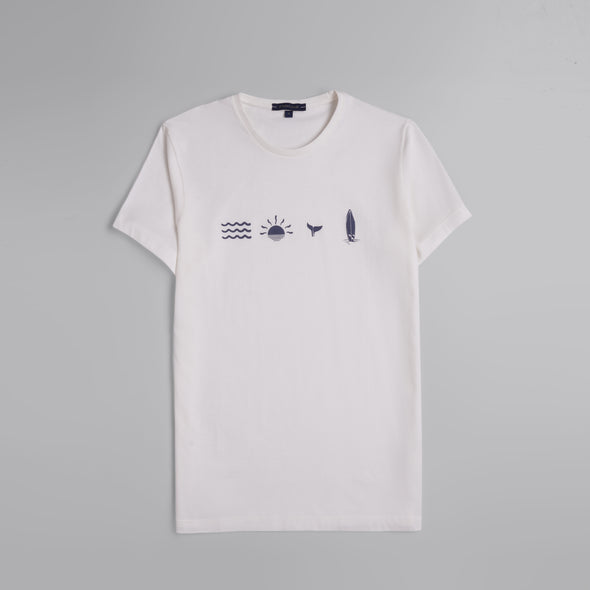 Short-Sleeved Patterned T-Shirt - OFF WHITE - Dockland