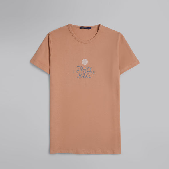 Short-Sleeved Patterned T-Shirt - LIGHT ORANGE - Dockland