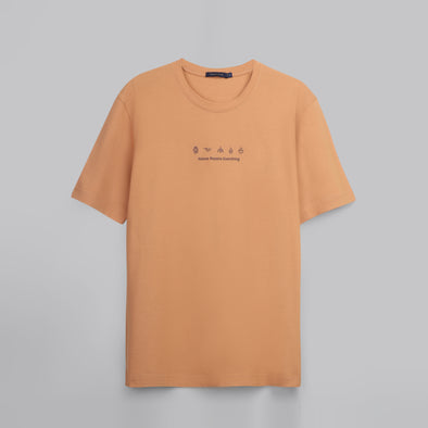 Short-Sleeved Patterned T-Shirt - LIGHT ORANGE