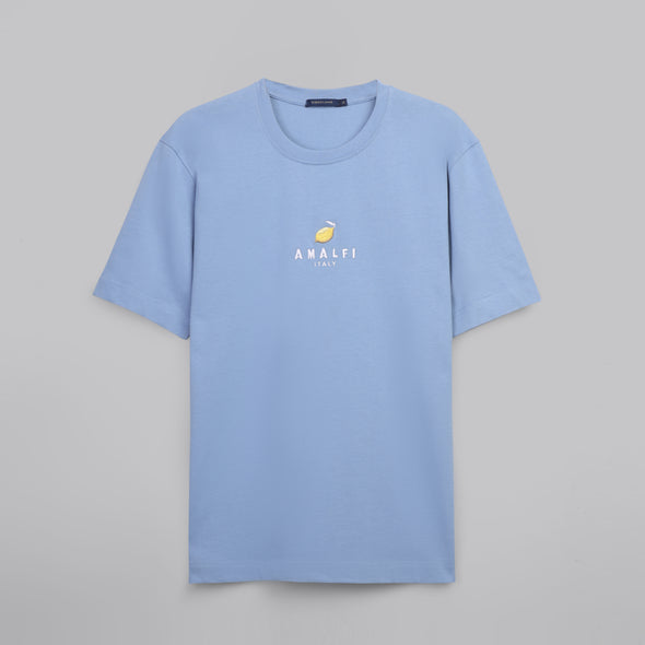 EMBROIDERED ROUND NECK T-SHIRT - LIGHT BLUE - Dockland