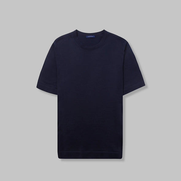 TEXTURED KNIT T-SHIRT -  NAVY - Dockland