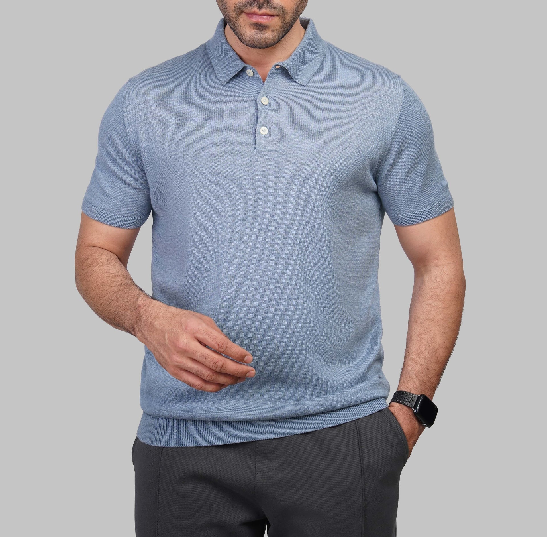 Men's premium knit polo shirt blue Summer 2026 by Dockland Egypt - 
تسوق تيشرت بولو رجالي تريكو ازرق صيفي من دوكلاند مصر لصيف 2026