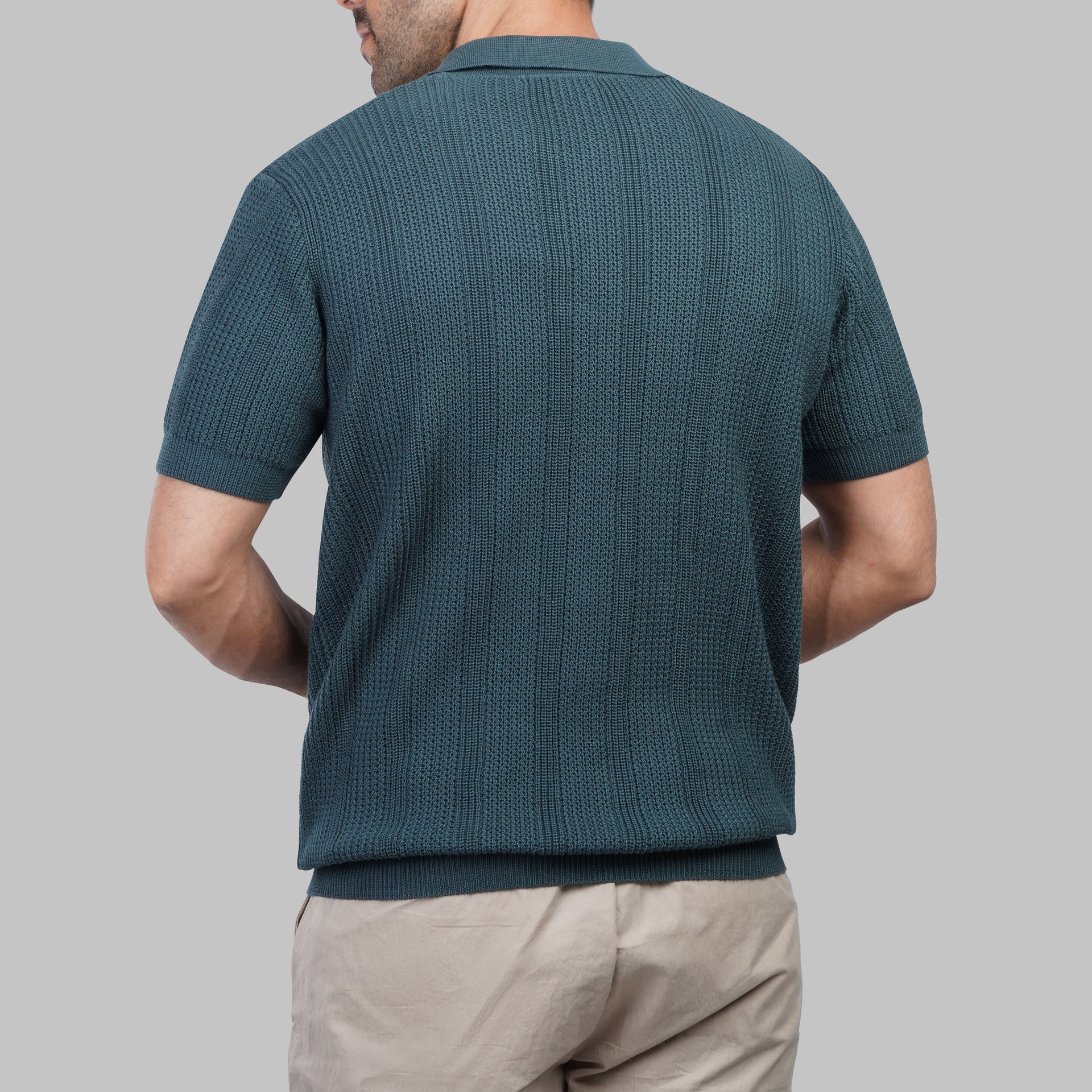 Textured Knit V-Neckline Shirt - Dockland