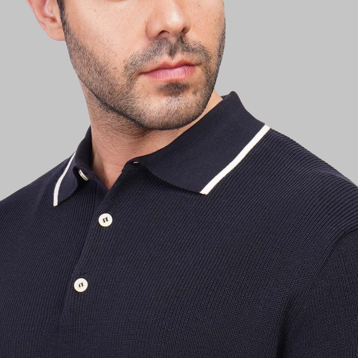 shop Men's tailored knit polo shirt navy Summer 2026 by Dockland Egypt - تسوق تيشرت بولو رجالي تريكو صيفي نيفي من دوكلاند مصر لصيف 2026 
