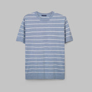 shop men's striped knit  baby blue t-shirt for summer 2026 by dockland - تسوق تيشرت نيت بيبي بلو  رجالي صيفي مخطط ومقلم 2026 من دوكلاند