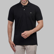 Shop classic fit pique black polo shirt for men summer 2026 by Dockland - تسوق قميص بولو بيكيه رجالي كلاسيك اسود صيفي 2026 من دوكلاند - ملابس رجالي كاجوال صيفي