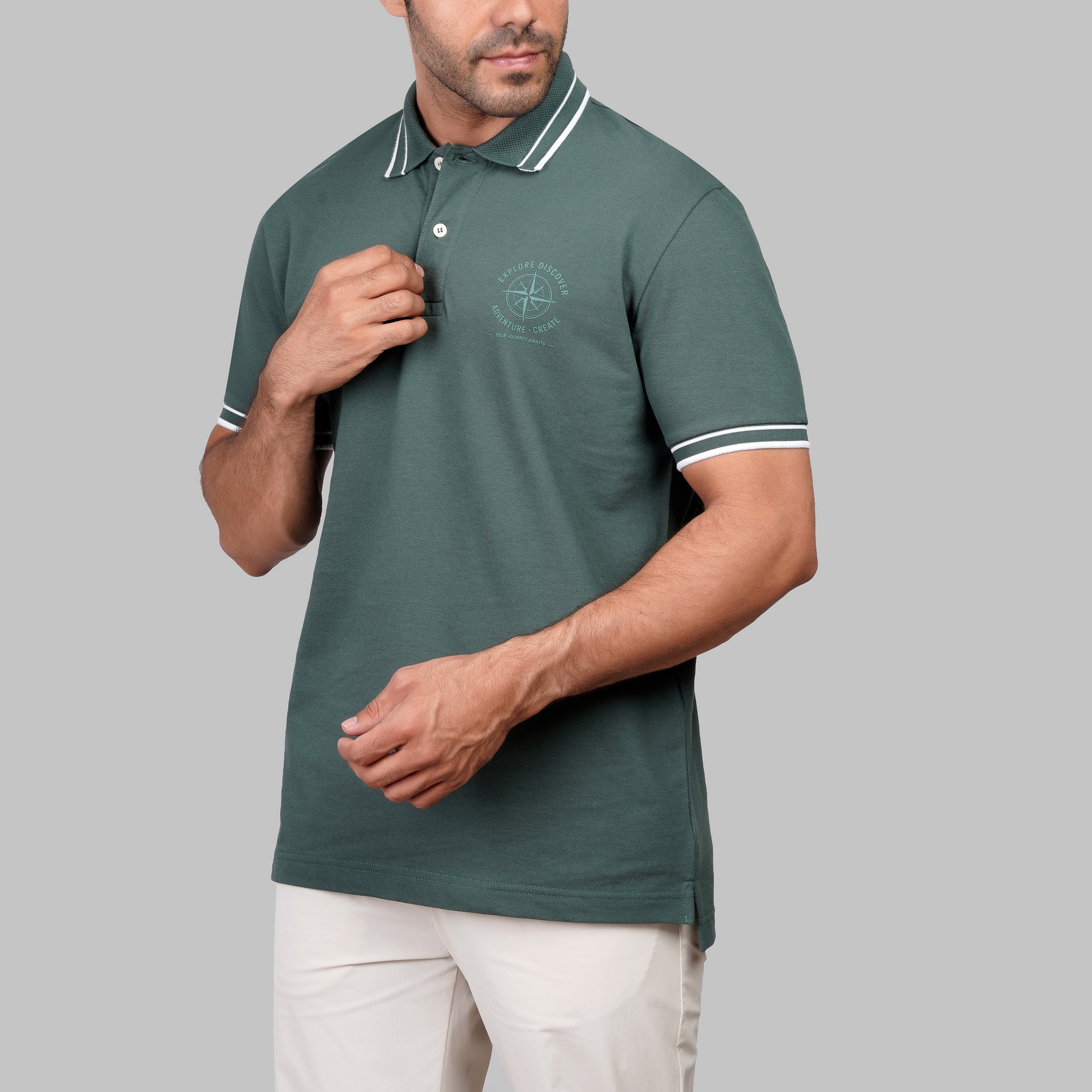Contrast Collar Cotton Polo Shirt - Dockland