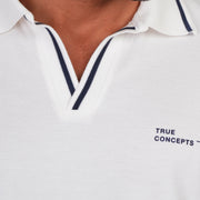 V-Neck Contrast Cotton Polo - Dockland