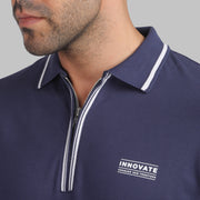 Contrast Zip Cotton Polo - Dockland