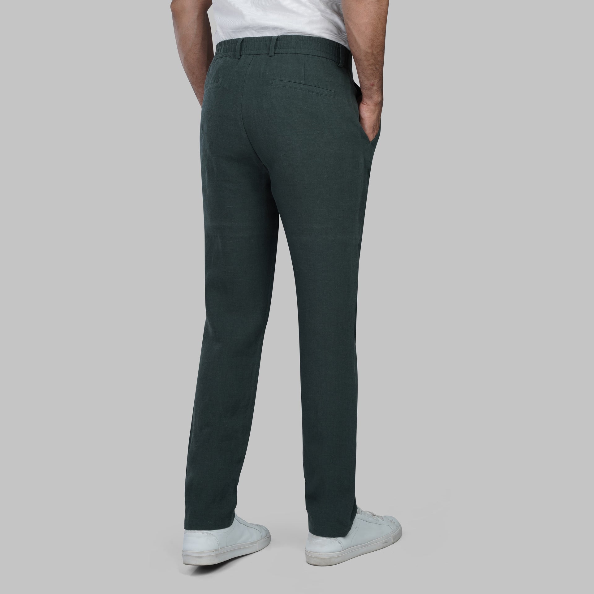 Shop Slim Fit Linen Pants for Mens in Egypt dark olive for Summer 2026 by Dockland - تسوق اونلاين  بنطلون كتان رجالي سليم فيت زيتي لصيف 2026 من دوكلاند مصر