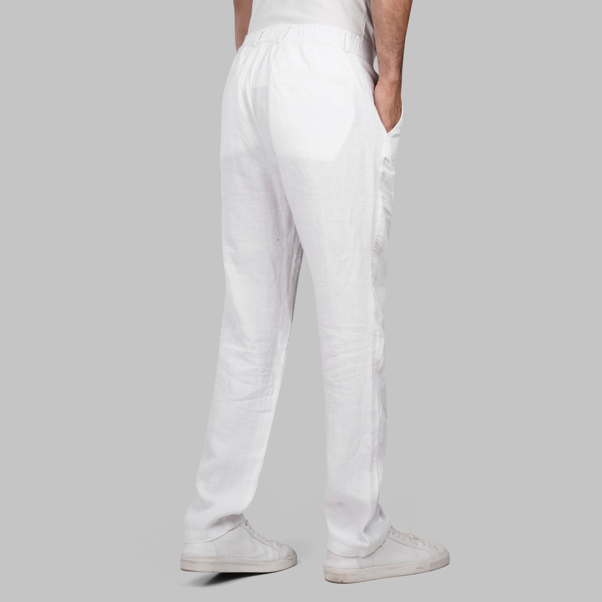 Shop Slim Fit Linen Pants for Mens in Egypt off white for Summer 2026 by Dockland - تسوق اونلاين  بنطلون كتان رجالي سليم فيت اوف وايت لصيف 2026 من دوكلاند مصر