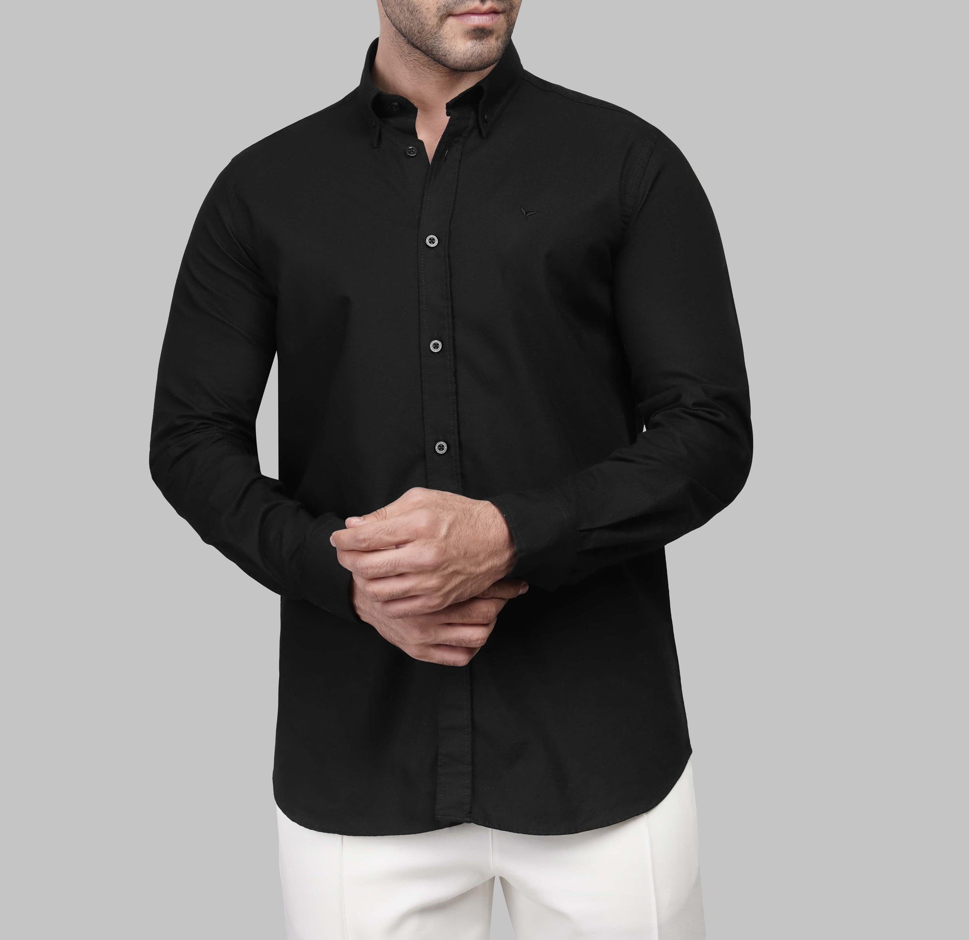 Shop Black Slim-Fit Oxford Shirt for Men in Egypt for Summer 2026 by dockland - تسوق قميص أكسفورد اسود رجالي صيفي سلم فيت لصيف 2026 من دوكلاند مصر