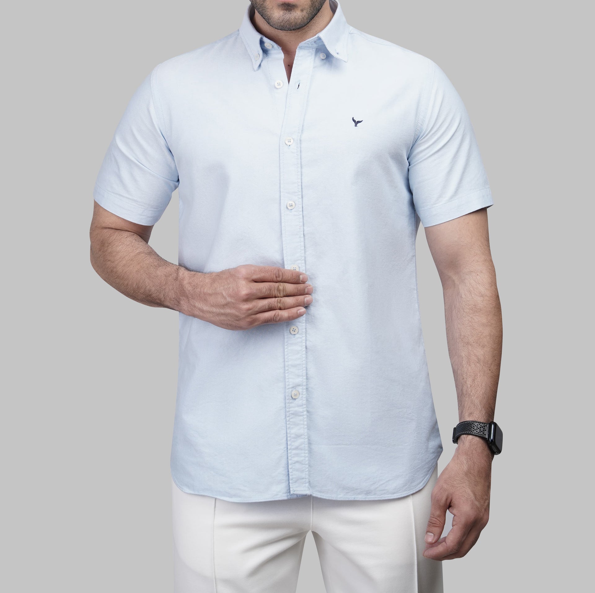 Shop Men's Short Sleeve blue Oxford Shirt for Summer 2026 by Dockland - تسوق قميص أكسفورد رجالي ازرق سماوي صيفي نص كم 2026 من دوكلاند أونلاين في مصر