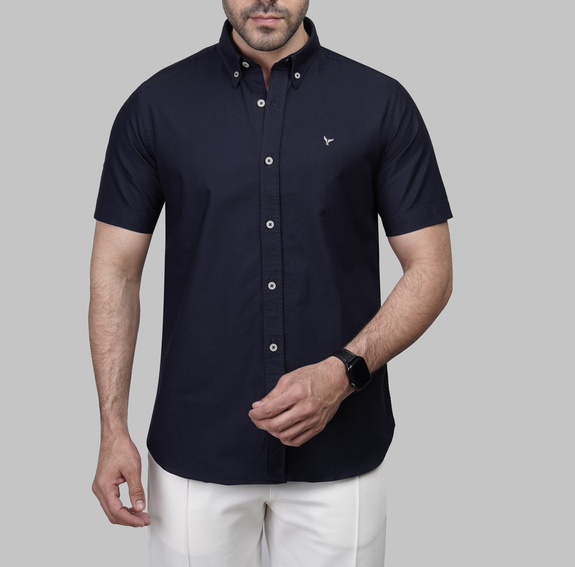 Shop Men's Short Sleeve navy Oxford Shirt for Summer 2026 by Dockland - تسوق قميص أكسفورد رجالي نيفي صيفي نص كم 2026 من دوكلاند أونلاين في مصر
